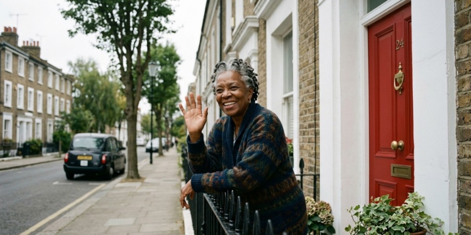 How Much Is a Cleaner Per Hour in London - A beautiful old woman smiling and waving in a London street